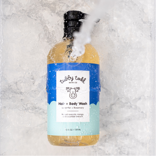 Hair + Body Wash Lavender/Rosemary water splashing background