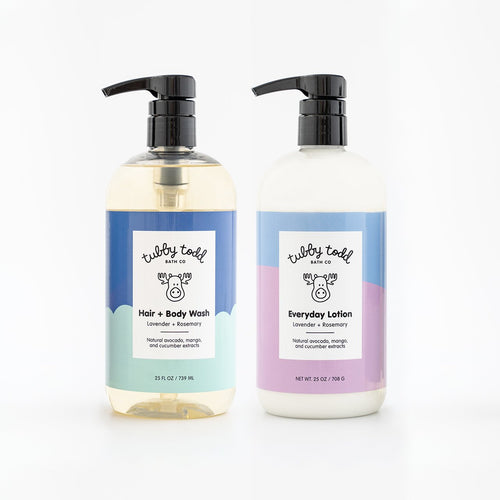 25oz Lavender + Rosemary Hair + Body Wash and Everyday Lotion