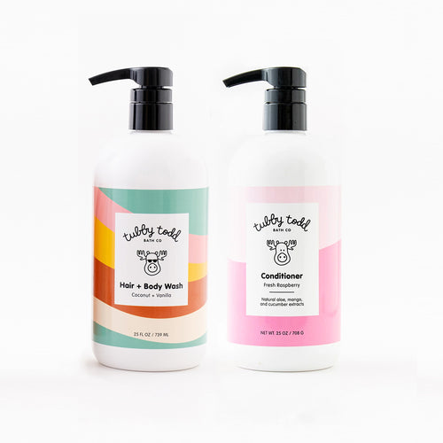 Tubby Coconut Hair Body Wash and Raspberry Conditioner Bundle