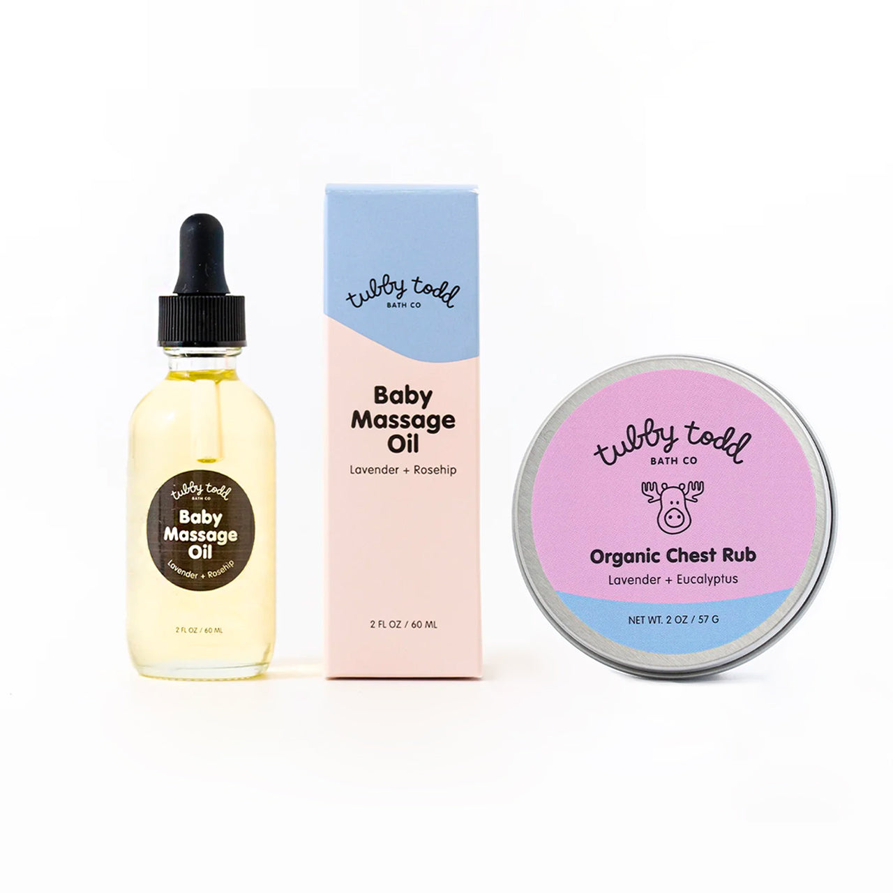 Belly Oil, Baby Massage Oil, and Organic Chest Rub