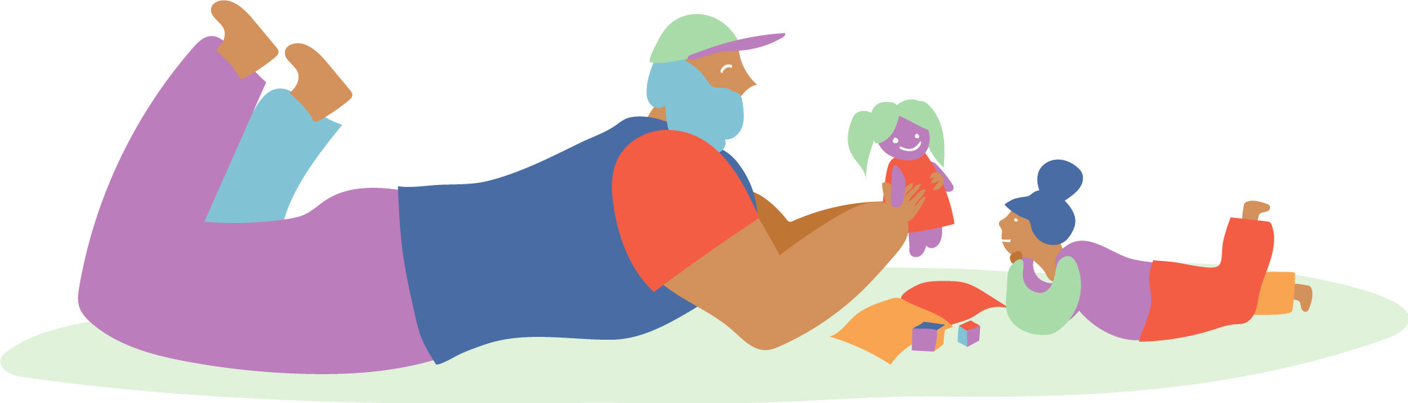 illustration of father playing with daughter banner