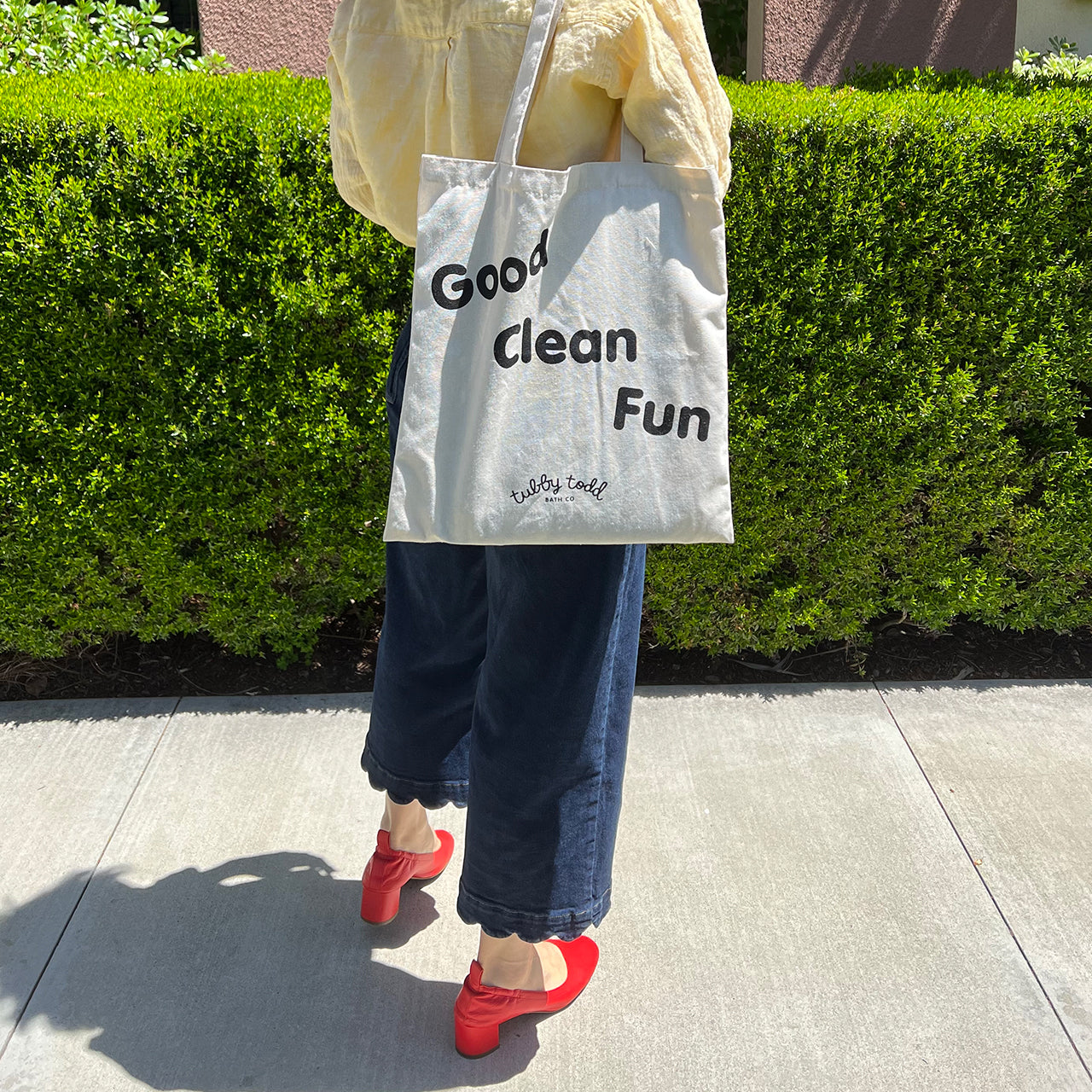Good Clean Fun tote being modeled